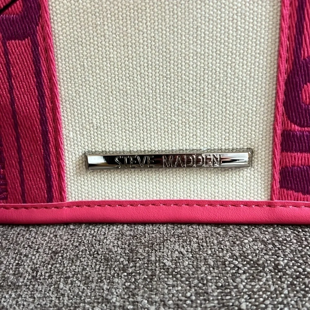 NWT Steve Madden bwebber satchel pink flash canvas crossbody tote bag